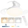 TANIASHOP Ventilatore da Soffitto con Luce LED 22W Attacco Universale E27 Dimmerabile 3 Colori 3000K 4000K 6500K Dimmerabile 3 Velocità Pale Retrattili Telecomando e Timer per Camera Studio