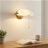 B·LED BARCELONA LED Barcellona - Applique da parete vintage Banqueiro E27, Corpo em Metal Ouro Bronze, Abajur em Vidro Branco Regulável, Lampada da parete retrò industriale moderna nordica per Quarto Casa