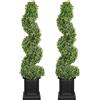 colorspec Pianta artificiale di bosso topiaria, 104,1 cm/1,1 m di altezza, set di 2, verde a spirale topiaria finta pianta con vaso per decorazione in