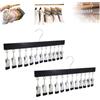 HISKI Organizzatore per armadio con 10 clip, organizer salvaspazio per appendere, appendiabiti salvaspazio per cappelli, sciarpe, mollette per jeans, gonne, calzini e pantaloni con clip (nero-10 clip, 2