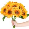 iuqiepo 10 girasoli artificiali, girasoli, fiori artificiali adatti per la decorazione della casa, decorazione di nozze, decorazione per feste, girasoli finti (senza vaso)