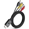 PROZOR RCA to HDMI Converter 1080P 60Hz, Adattatore AV per Console Retro con Cavo RCA Femmina Integrato 60 cm, Selettore 4:3/16:9, Compatibile con Wii, PS1, PS2, N64, VCR, VHS e DVD PAL/NTSC