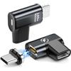 HanCenDa Adattatore magnetico USB C da 240 W, 24 pin, adattatore magnetico USB C a 90 gradi con trasferimento dati USB4 40 Gbps, video 8K 60Hz per Thunderbolt 3/4, MacBook Pro/Air, gomito iPhone 15,