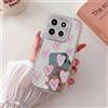 HAONANDE Custodia Specchio per Xiaomi Poco C85 con Zebra Stripe Onde & Simpatico Cuore Lucky Pattern, Cover Trasparente Lucida Donna Ragazza, Antiurto Rosa