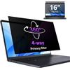 IPROKKO Pellicola protettiva privacy per laptop a 360° da 16 pollici per Hp/Dell/Acer/Lenovo/ThinkPad/Samsung/Asus/Sony, schermo privacy a 4 vie per laptop 16:10, anti riflesso luce blu da 16 pollici