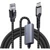 Duttek Cavo adattatore da USB-C a Ethernet Gigabit 3 m, da RJ45 maschio a USB C maschio, cavo da USB C a RJ45 fino a 1000/100/10 Mbps, cavo di rete LAN Ethernet per iPhone serie 15, iPad, MacBook Pro