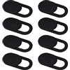 Privise Copri Webcam - Cover Fotocamera Ultra Sottile per Notebook, MacBook, Smartphone e Tablet, Protezione Privacy e Sicurezza, Design Super Sottile, Set da 8 Pezzi - Nero