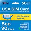 TSIM Scheda SIM USA per turisti con 5 GB di dati per 30 giorni su rete ad alta copertura | Chiamate locali illimitate negli Stati Uniti | Scheda SIM 5G aggiornata con hotspot e tethering!