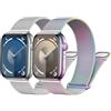 LEIXIUER 2 Pezzi Cinturini Maglia Milanese per Apple Watch 49mm 45mm 44mm 42mm 41mm 40mm 38mm,Magnetic Cinturino in Acciaio Inossidabile, per iWatch Ultra 2 Ultra Series 9 8 7 6 5 4 3(Argento/Multicolore)