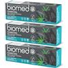 Biomed Charcoal 98% Dentifricio sbiancante naturale | Cura della gengiva, carbone di bambù | Vegano, privo di SLES 100 g (3 x 100g)