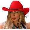 DRESHOW Cappello da Cowboy Donna Classico Cappello Western Retro a Tesa Larga con Fibbia e Cintura Cappelli Fedora in Feltro Arrotolati Unisex