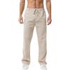 HOEREV Lino Cotone Pantaloni Pantaloni Disegno Stringa Cerniera