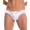 Satini Raso Volant Vita Bassa Femminuccia Perizoma Tanga Mutandoni Slip Mutandine Biancheria Intima (Bianco, L)