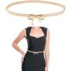 Amabro Cinture in metallo da donna, cintura elastica in vita sottile regolabile elastica alla moda con fiocco per abiti jeans, Oro, skinny