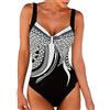 Yuson Girl Costumi Interi Donna, One Piece Costumi da Bagno Push Up Trikini Imbottito Backless Swimsuit Pin Up Costume Bohemian Beachwear(Bianco, L)