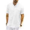 LVCBL Camicia a maniche corte da uomo in lino, a maniche corte, estiva, leggera, a fascia, M-3XL
