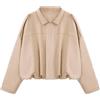 LEACOOLKEY Giacca Bomber da Donna in Finta Pelle Scamosciata Cappotto Pilota Casual Oversized Primavera Autunno Maniche a Pipistrello a Maniche Lunghe Streetwear Esterno,Khaki