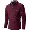 STTLZMC Uomo Plaid Polo Maniche Lunghe Basic Maglie Golf Casual T-Shirt Gentiluomo S-XXL,Rosso,M