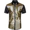 JOGAL Camicia con paillettes argentate Jogal da uomo, stile disco anni 70, nero/oro, M