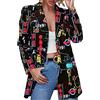 ORANDESIGNE Blazer Moda Donna Ragazza con Monopetto Cappotto Leggero Casual da Donna Ragazza F Nero XXL