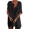 Svanco Copricostume Donna Mare Abiti Lunghi Estivi Camicia da Spiaggia Camicetta in Cotone Elegante Vestiti Corti Costumi da Bagno Bikini Cover Up per Piscina Mare Estate Vacanza(Nero,M)