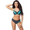 Selente My Secret D8072 Costume Donna Mare/Piscina a 2 Pezzi con Ferretti e Coppe differenziate, Grigio/Celeste, 5B