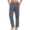 Aseniza pantaloni pigiama uomo in 100% cotone，Pantaloni Casual da uomo classici a quadri con coulisse in tasca（Blu scuro+bianco,M）