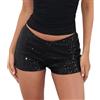 BYUSBAYA Micro pantaloncini da donna Y2k con paillettes sexy per uscire rave, feste, abbigliamento da discoteca, B-nero, S