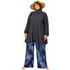 NAJMA Burkini - Costume da bagno da donna, taglia grande, modello 4 pezzi, con Hijab - costume da bagno islamico alto lungo pantaloni larghi, grigio, 3XL plus
