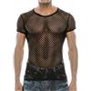 XNIVUIS Canottiera Uomo Guardare Attraverso Manica Corta Maglia Trasparente Uomo a Rete Camicia Maglia Intima da Uomo Mesh Fishnet Trasparenti