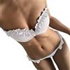 Qiribati Costumi da Bagno da Donna in Due Pezzi Costumi da Bagno Bikini A Fascia Costumi da Bagno per Donna Costume da Bagno Imbottito Floreale (Bianco,S)