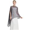 BEAUTELICATE Stola Elegante Donna Cerimonia Elegante Trasparente Crepe Coprispalle Leggera Poncho Cape per Matrimonio Abito da Sera, Grigio Scuro