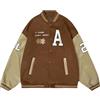 ORANDESIGNE Giacca da Baseball Unisex Varsity Jacket Uomo Ricamo Giubbotto Leggere Casual per Uomo Invernale Autunnale L caffè XL