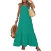 Generic Vestito Donna Estivo - Vestito Lungo Donna Estivo con Spalline Sottili, Schiena Scoperta e Lacci, Abito Casual Modello Maxi, Balza al Fondo per Mare Vacanza Spiaggia da Giorno