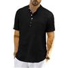 LVCBL Camicia a maniche corte da uomo in lino, a maniche corte, estiva, leggera, a fascia, M-3XL