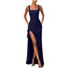 Generico Abito da Cerimonia Donna Vestito Lungo Elegante Scollo all'Americana Spalline Sottili Aderente con Spacco Abito da Sera per Matrimonio Damigella d'Onore Serata Formale Cena di Gala Beneficenza