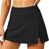 SDFWGG Gonna Costume da Bagno Donna Monocolore con Slip Integrato e Spacco Laterale Asciugatura Rapida 2 in 1 per Spiaggia e Piscina
