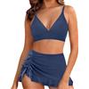 Generic Bikini Brasiliana - Bikini Donna Due Pezzi con Gonna da Bagno, Top Scollo a V, Slip Vita Alta con Coulisse Laterale e Volant, Costume Mare Spiaggia Piscina Terme in Vacanza