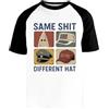 Newtee Stessa Merda Cappello Diverso Anti-Trump Maglietta da Baseball Bianca Unisex Manica Corta Nera Unisex White Baseball T-Shirt Black Short Sleeve