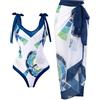 SMUXP Bikini da donna 2 pezzi con gonna lunga sarong, costume da bagno intero con gonna copricostume da bagno in chiffon, costume da bagno sarong con stampa floreale modesto costume da spiaggia