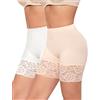 YARRCO - Pantaloncini da donna, a costine, con pizzo, anti-sfregamento, slip, boxer, biancheria intima, corti, L