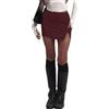 Tisfeer Minigonna da donna a vita media, elasticizzata, snellente, con pantaloncini, spacco laterale, abbigliamento casual quotidiano per l'estate, Rosso vinaccia, L