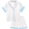 JiAmy Pigiama estivo da bambina, 2 pezzi, a maniche corte, con bottoni, 1-6 anni, Blu, 5-6 Jahre