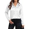 IBAOTORONI Camicie da Donna in Raso con Bottoni, a Maniche Lunghe, con Colletto Classico, in Seta, con Bottoni, Top da Lavoro Casual, Bianco, XL