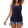 Generico Tankini Donna Mare Costume da Bagno Due Pezzi Push Up Canottiera e Slip Beachwear Sexy Scollo a V Stampa Floreale Tankini Curvy Contenitivo Taglie Forti Imbottito Costumi da Piscina Spiaggia Swimwear