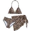 Happy Cherry Costume da bagno da bambina con stampa leopardata, bikini da nuoto con vestito a triangolo con scollo all'americana e fondo superiore alla moda per bambini da 8 a 12 anni
