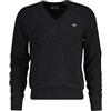 Gant Maglione da Uomo con Scollo a V in Lana d'Agnello Extra fine, Dk Charcoal Melange, M, Dk Charcoal Melange, M
