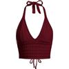 Naileksi Top da Donna con Lacci Senza Schiena, all'Uncinetto, Crop Top Y2k, Slim Fit, Senza Maniche, Scollo a V, Retro con Lacci, Canotta, Rosso, M