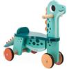 Janod - Cavalcabile Dinosauro Portosauro - Altezza Sedile 21 cm - Coda Peluche Removibile - Giocattolo Multisensoriale Legno FSC - dai 12 Mesi, J05828