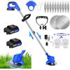 AUTOFU Decespugliatore a batteria con 2 batterie e 10 lame in metallo, decespugliatore a batteria da 21V con testina regolabile e manico telescopico,decespugliatore elettrico per potatura di giardini e prati